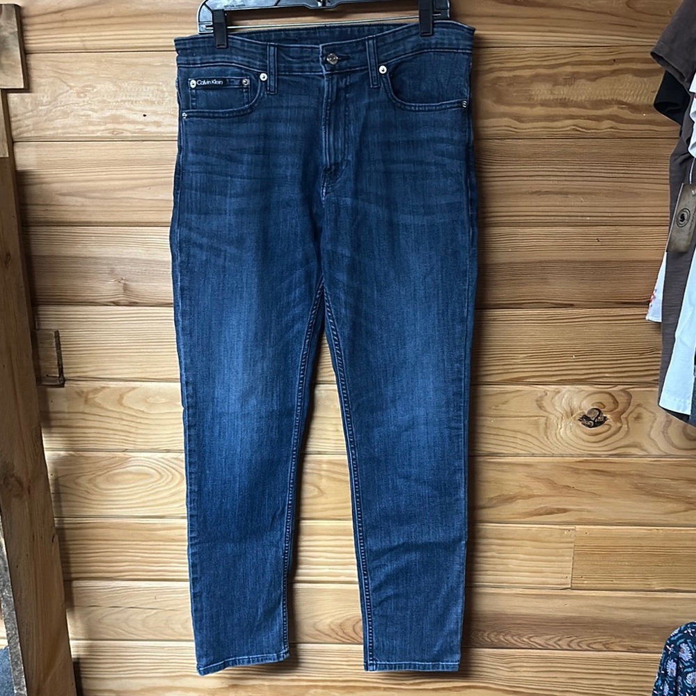 Calvin Klein Men's Dark Blue Slim Jeans Size 34 X 32
